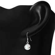Mother of Pearl Round Silver Earrings - e360